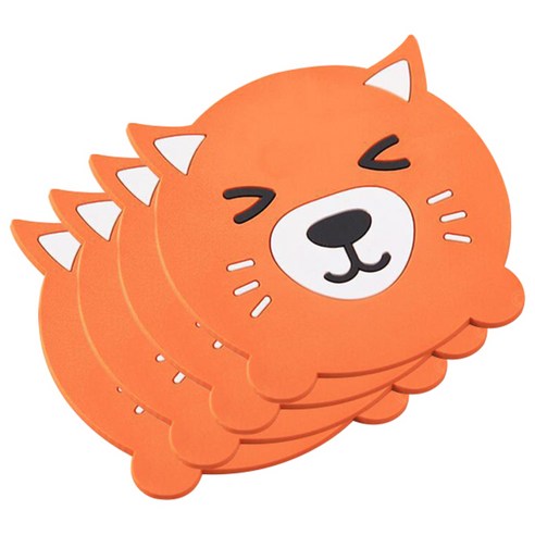 블럭마트 실리콘 컵받침 4p, 강아지