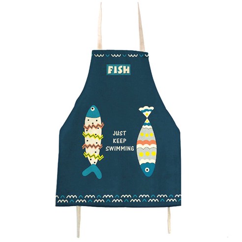 리빙조이 피쉬 일러스트 앞치마, 미니 더블, 1개