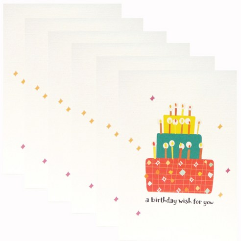 홀마크 생일 축하 카드, 케이크 KED2194, 6개입