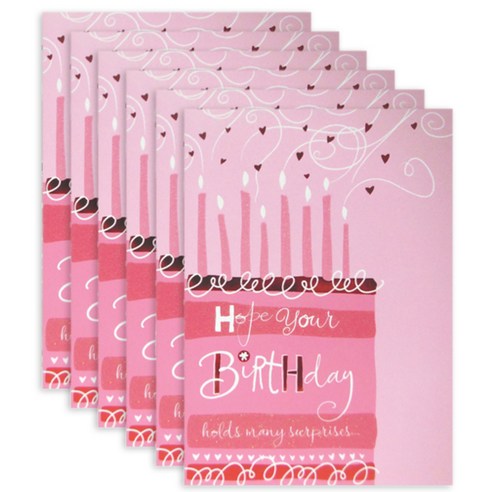 홀마크 생일 축하 카드, 케이크 KED2150, 6개입