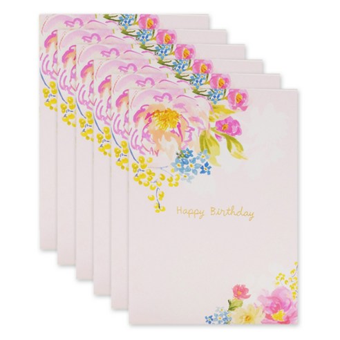 홀마크 생일 축하 카드, 꽃 KED2217, 6개입