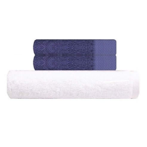 송월타월 호텔용 바스타월 흰색 + 호텔용 타월 140g 2p, 로얄블루, 1세트