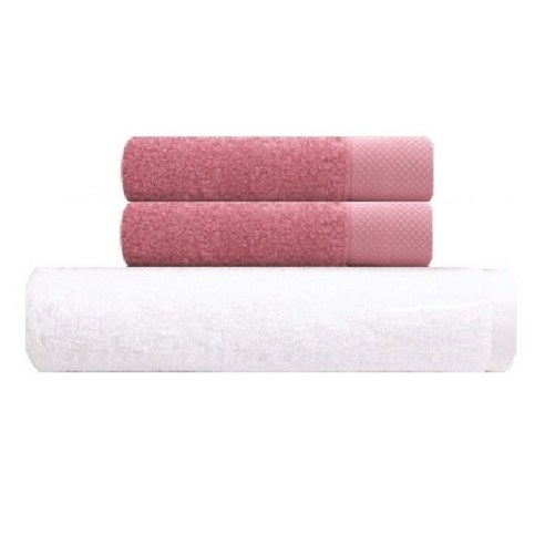 송월타월 호텔용 바스타월 흰색 + 호텔용 타월 140g 2p, 로즈, 1세트