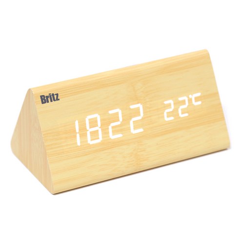 브리츠 알람시계 BZ-EWS12, 우드 + LED 화이트