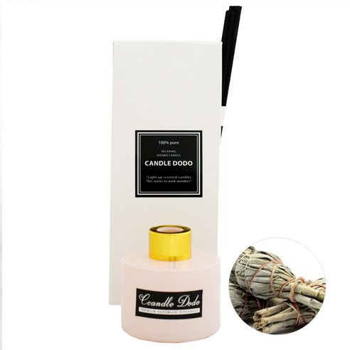 캔들도도 천연아로마 컬러라운드 연핑크 디퓨저 100ml, 화이트세이지