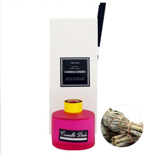 캔들도도 천연아로마 컬러라운드 핫핑크 디퓨저 100ml, 화이트세이지