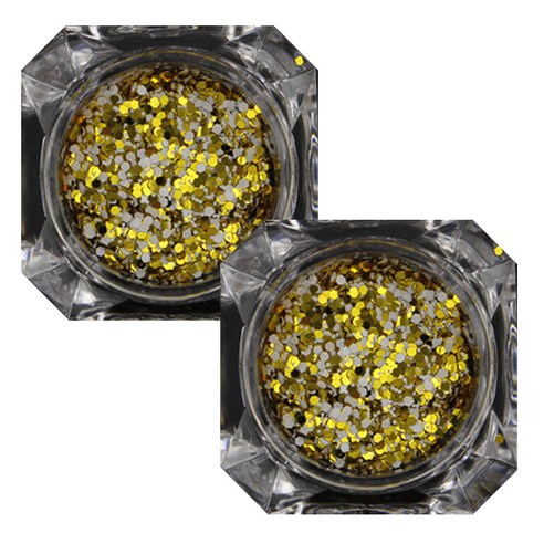 이코디 육각 네일글리터 1mm, 골드, 2개입