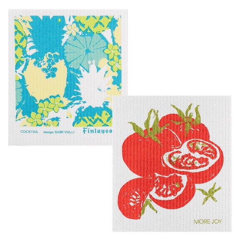 쿠 핀란드 행주 2p 세트, NO.1061 칵테일(그린) + 토마토