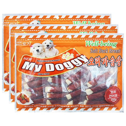 펫더맨 마이도기 강아지 간식 300g, 오리 + 연어포, 3개
