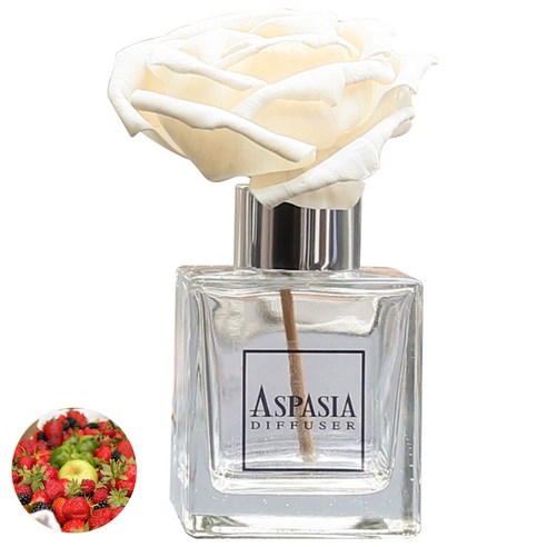 아스파시아 빅로즈 플라워 차량용 디퓨저 세트 아이보리 100ml, 블랙베리 앤 바닐라, 1세트