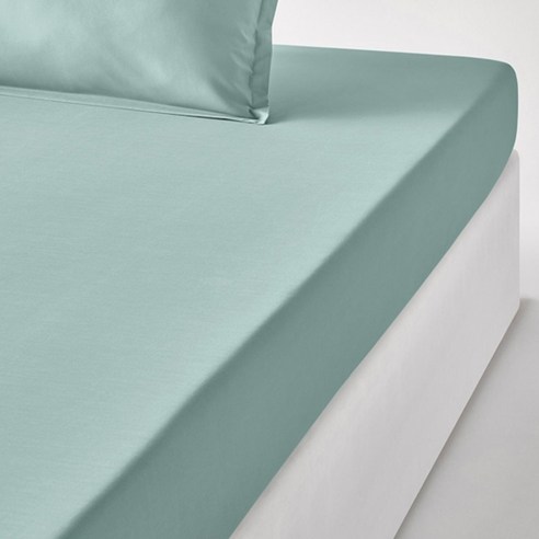 라흐두뜨 퍼케일면 단색 심플 매트리스커버, celadon blue