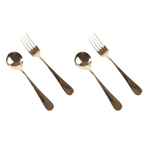 어퍼테이블 커트러리 브런치용 A 스푼 + 포크, 골드, 2세트
