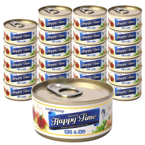 해피타임 고양이 간식캔 80g, 참치 + 새우 혼합맛, 24개