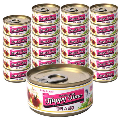 해피타임 고양이 간식캔 80g, 참치 + 게살 혼합맛, 24개