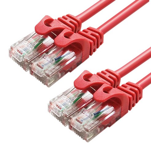 대원티엠티 CAT 5E UTP 랜 케이블 10m DW-UTP5E, 레드, 2개입