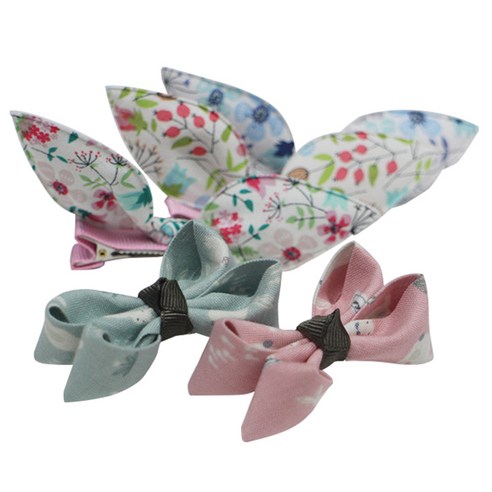 프라임리본 집게핀 꽃 원단 래빗 3컬러 5cm + 큐티 미니 볼륨 2컬러 3.5cm