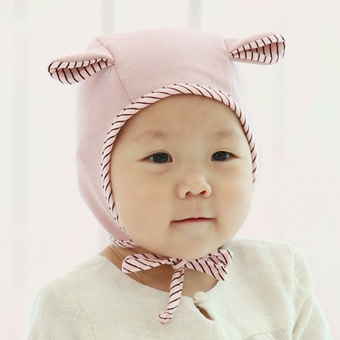무슈 신생아용 라인 파일럿 모자
