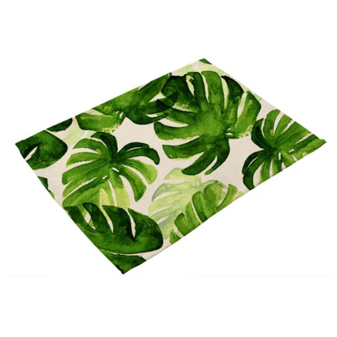 이코디 녹색 잎 테이블 매트, D, 42 x 32 cm