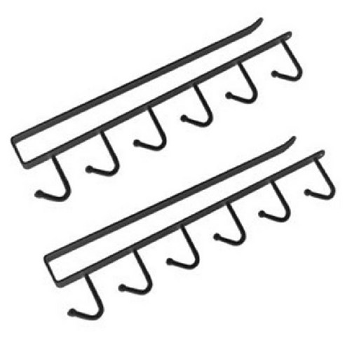 블럭마트 주방 심플 다용도 컵 앤 조리기구걸이, 블랙, 2개