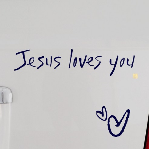 1AM 캘리그라피 자동차 스티커 시크 Jesus loves you + 주유구 스티커 하트, 군청색, 1세트