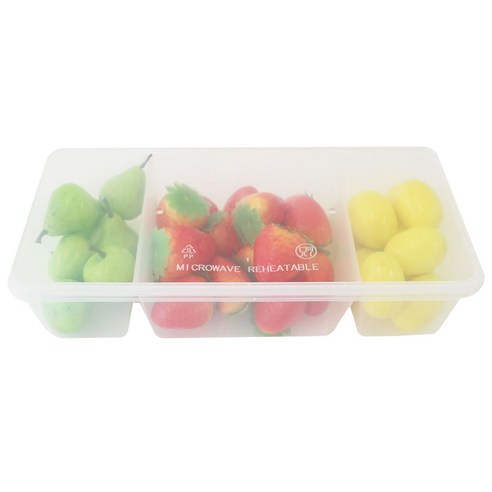 타이코플라스 PP 내열 직사각 3칸 일회용 도시락 용기 + 뚜껑, 10개입, 1개