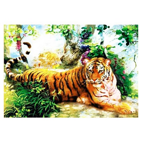 케이엠엘리 3D 호랑이의 휴식 보석십자수 DIY 세트 65 x 45 cm, 혼합 색상, 1세트