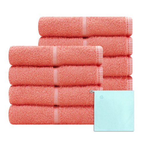 송월타월 프리미엄 수건 120g 8p + 테리베이커리 고리타올 랜덤 발송, 주황, 1세트