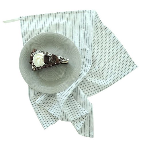 하임앤하임 린넨 체크스트라이프 키친크로스 50 x 40 cm, 화이트 스트라이프, 1개
