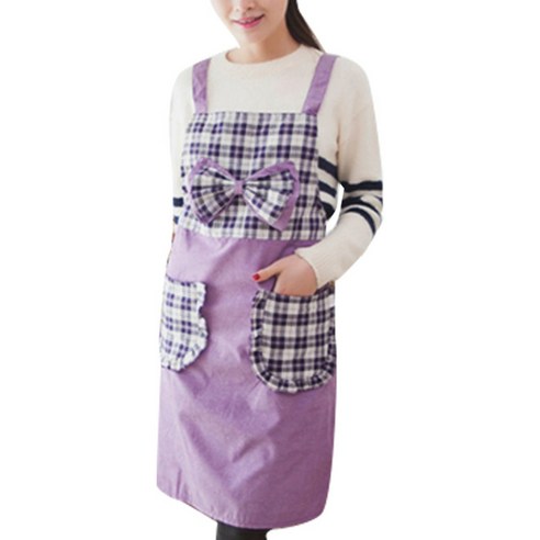 이코디 왕리본 앞치마, 보라, 1개