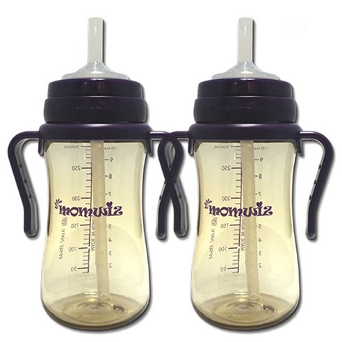 맘위즈 PPSU 젖병 호환 빨대컵 300ml, 퍼플, 2개