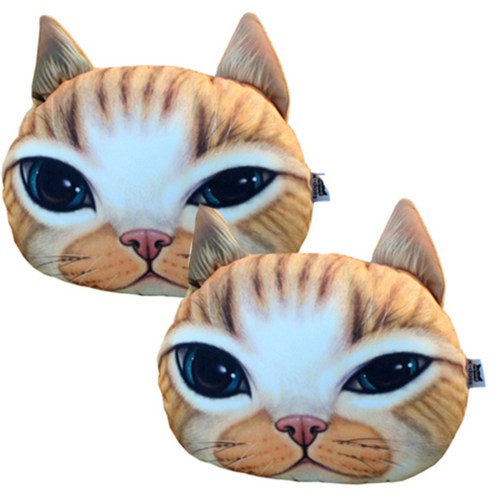 삼에스 X-DOLLS 3D 시리즈 차량용 목쿠션 2p, XD112T(엘로우냥이)