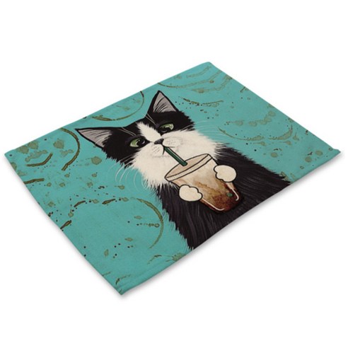 비케이 고양이 의인화 식탁매트, 2, 가로 42cm x 세로 32cm