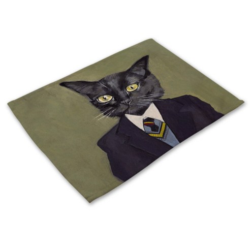 비케이 고양이 의인화 식탁매트, 14, 가로 42cm x 세로 32cm