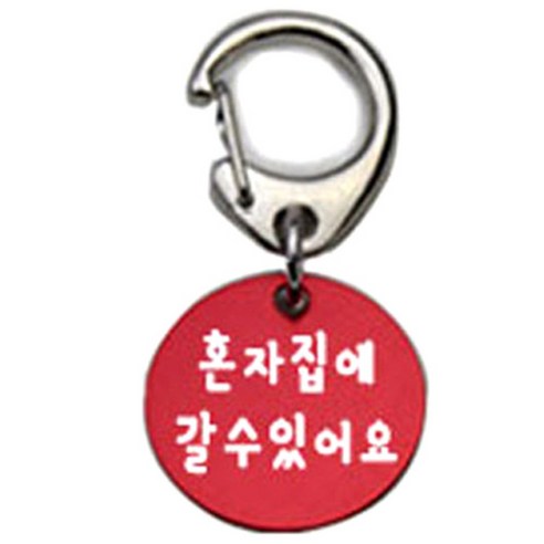 펫츠룩 반려견 산책용 하네스 키링 알미늄원형 팬턴트 S, 레드(혼자집에갈수있어요), 1개