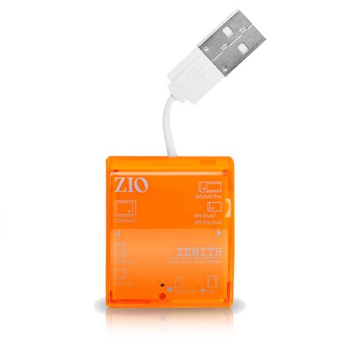 ZIO 45in1 외장형 멀티 카드 리더기 Zenith, 오렌지