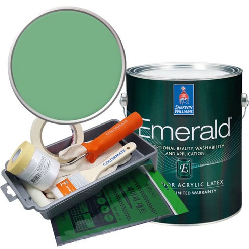 셔윈윌리암스 에메랄드 페인트 1L세트, SW9035 Frosted Emerald