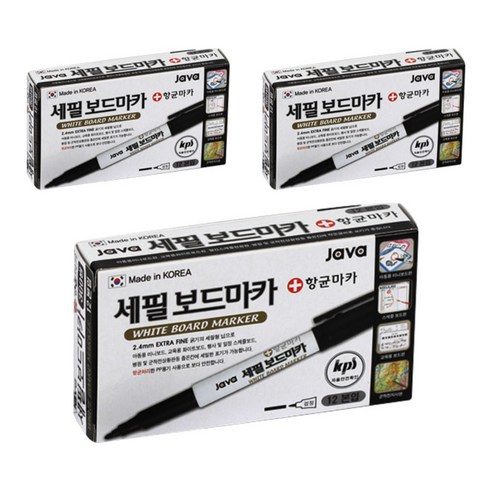 자바펜 세필 보드마카 12p, 검정, 3세트