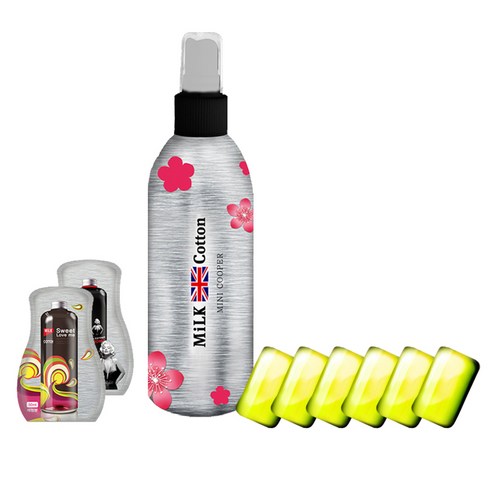 아토세이프 밀크코튼 미니쿠퍼 섬유향수 용기 150ml + 스윗 러브미향 캡슐 6p + 섬유유연제 50ml 2p 랜덤 발송, 4세트