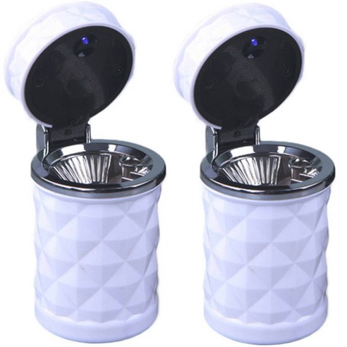 아리코 다기능 차량용 LED 재떨이 쓰레기통, 화이트, 2개