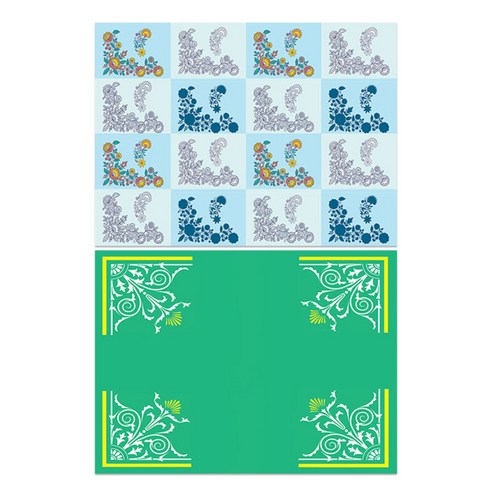 로엠디자인 실리콘 식탁매트 꽃패턴블루 + 카네이션, 2, 385 x 285 mm