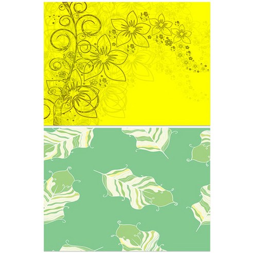 로엠디자인 실리콘 식탁매트 2p세트, 꽃향기(노랑), 깃털(연두), 385 x 285 mm