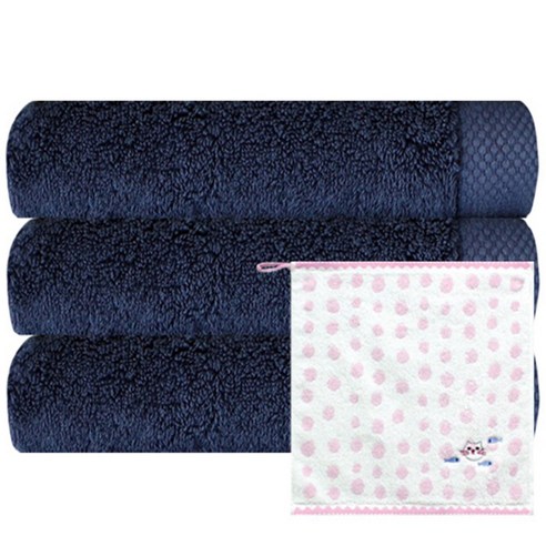 송월타월 호텔 피안느 타월 170g 3p + 고양이 핸드타월 분홍, 진파랑, 1세트
