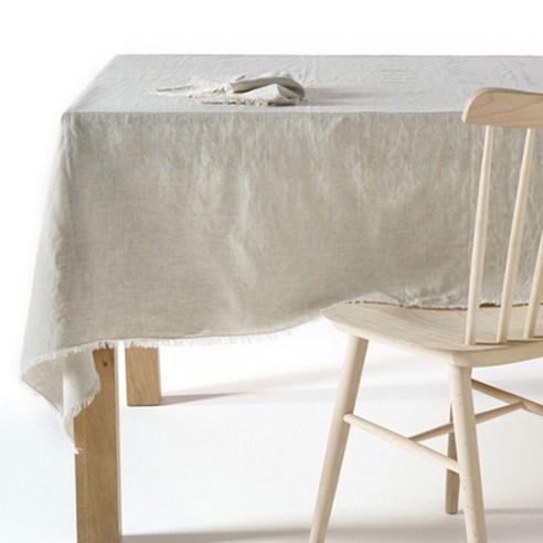 라흐두뜨 린넨 프린지 테이블보, natural, 직사각(180 x 300 cm)