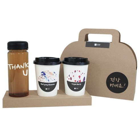 1AM 쥬뗌므 프리미엄 크라프트 THANK U 검은뚜껑 보틀 블랜딩차세트, 크라프트 패키지 + 티백세트(테이크아웃잔 2p + 얼그레이 블라썸 3p + 트리플 베리 3p) + THANK U 보틀 스티커 + 트라이탄 보틀 +  건강하세요 패키지 스티커, 1세트