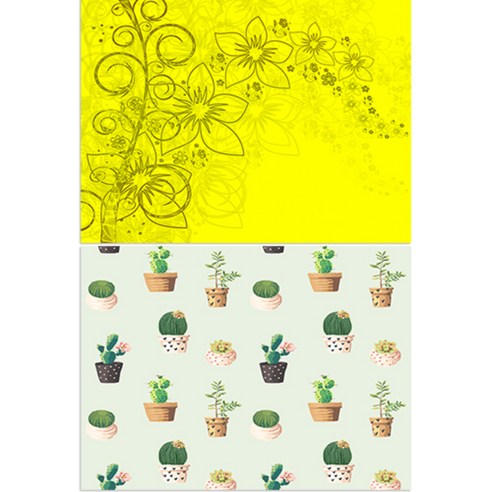 로엠디자인 실리콘 식탁매트 꽃향기 노랑 + 다육선인장2, 혼합 색상, 385 x 285 mm
