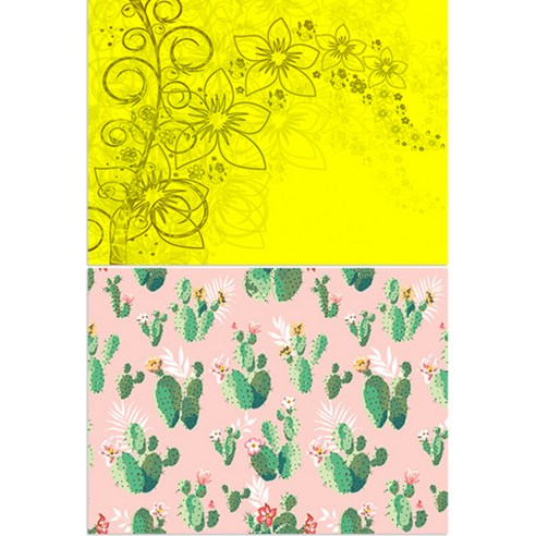 로엠디자인 실리콘 식탁매트, 꽃향기(노랑), 선인장, 385 x 285 mm