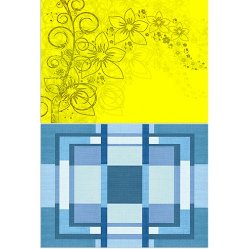 로엠디자인 실리콘 식탁매트 꽃향기 노랑 + 칠교패턴, 8, 385 x 285 mm