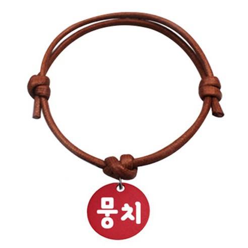 펫츠룩 굿모닝 카라멜 반려동물 목걸이 S 알미늄원형 팬던트 S, 레드(뭉치), 1개