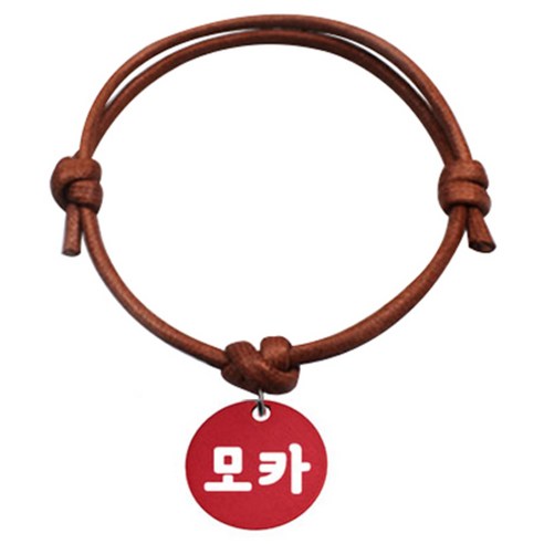 펫츠룩 굿모닝 카라멜 반려동물 목걸이 S 알미늄원형 팬던트 M, 레드(모카), 1개