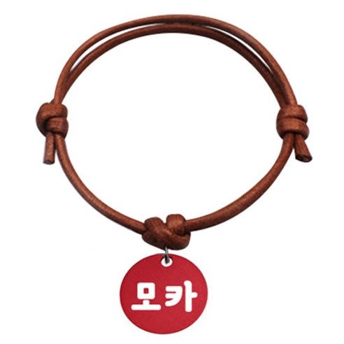 펫츠룩 굿모닝 카라멜 반려동물 목걸이 S 알미늄원형 팬던트 S, 레드(모카), 1개